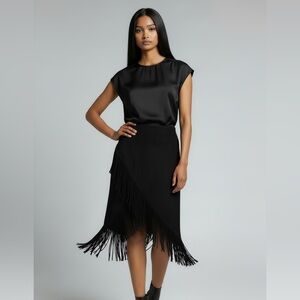 Elegant Black Fringe Skirt